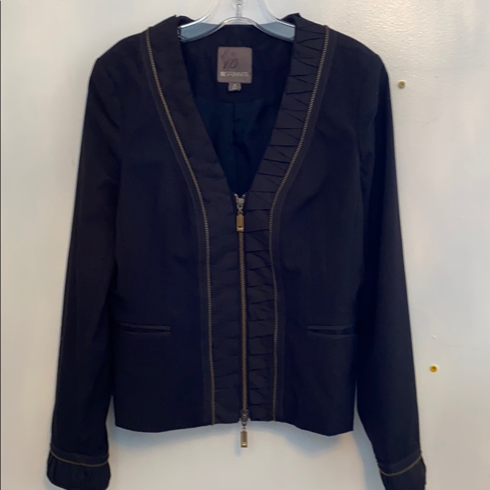 FREE 🌟HOST PICK 🌟 SPANNER black brass zipper pleated trim blazer jacket moto